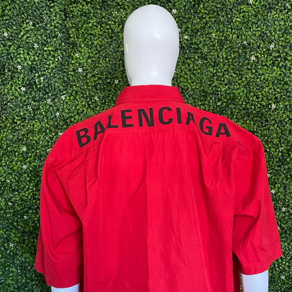 Balenciaga Red Dress Shirt